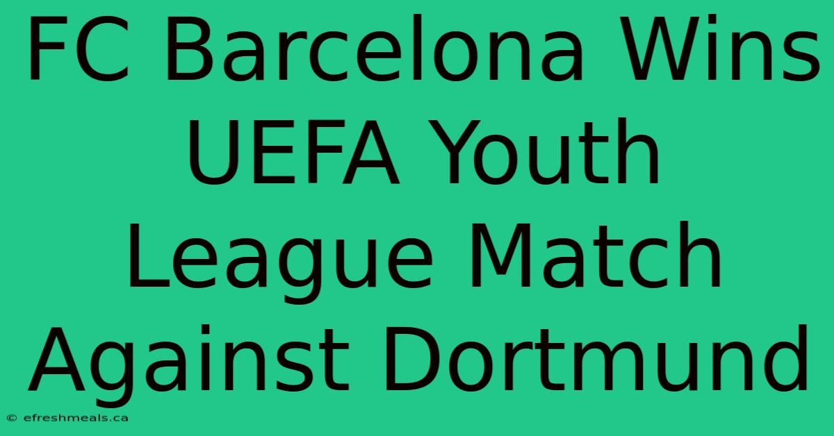 FC Barcelona Wins UEFA Youth League Match Against Dortmund