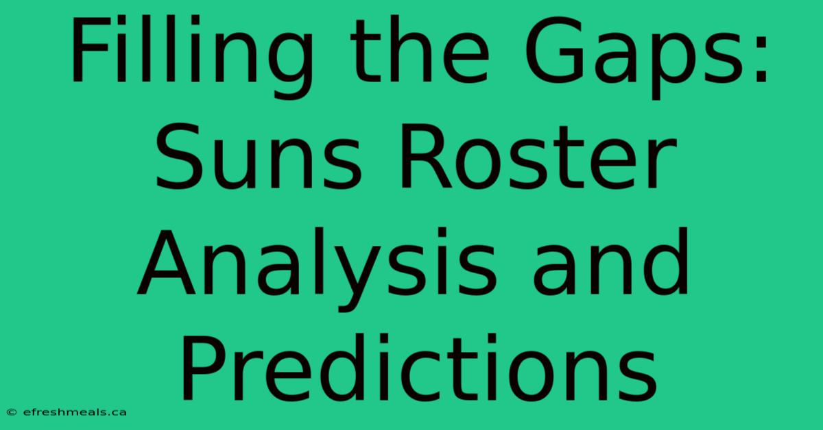 Filling The Gaps: Suns Roster Analysis And Predictions