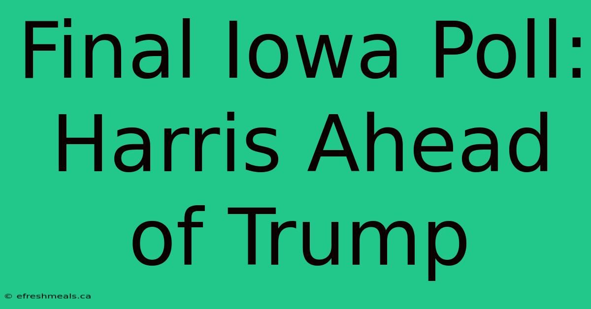 Final Iowa Poll: Harris Ahead Of Trump 