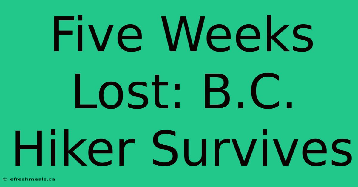 Five Weeks Lost: B.C. Hiker Survives