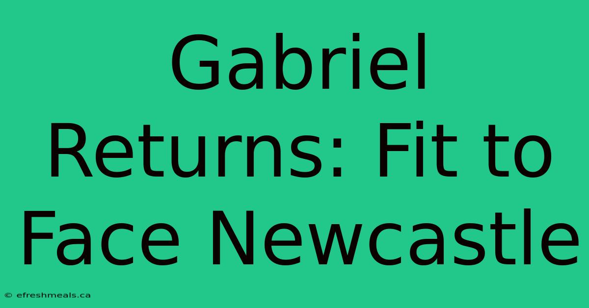 Gabriel Returns: Fit To Face Newcastle