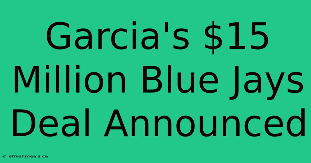 Garcia's $15 Million Blue Jays Deal Announced