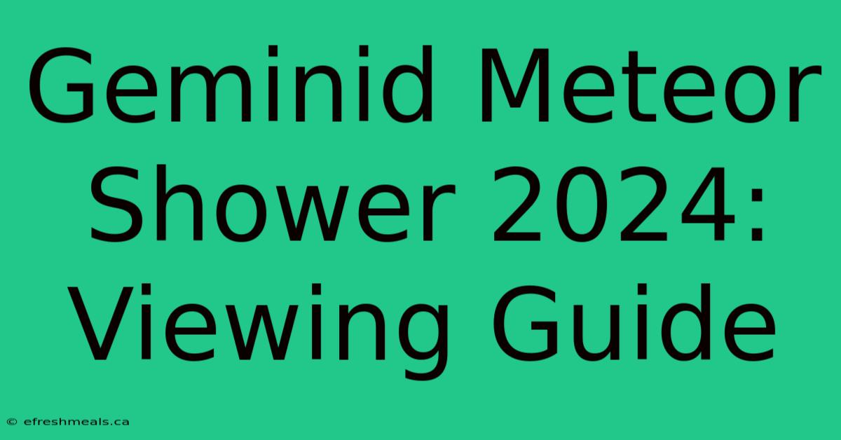 Geminid Meteor Shower 2024: Viewing Guide