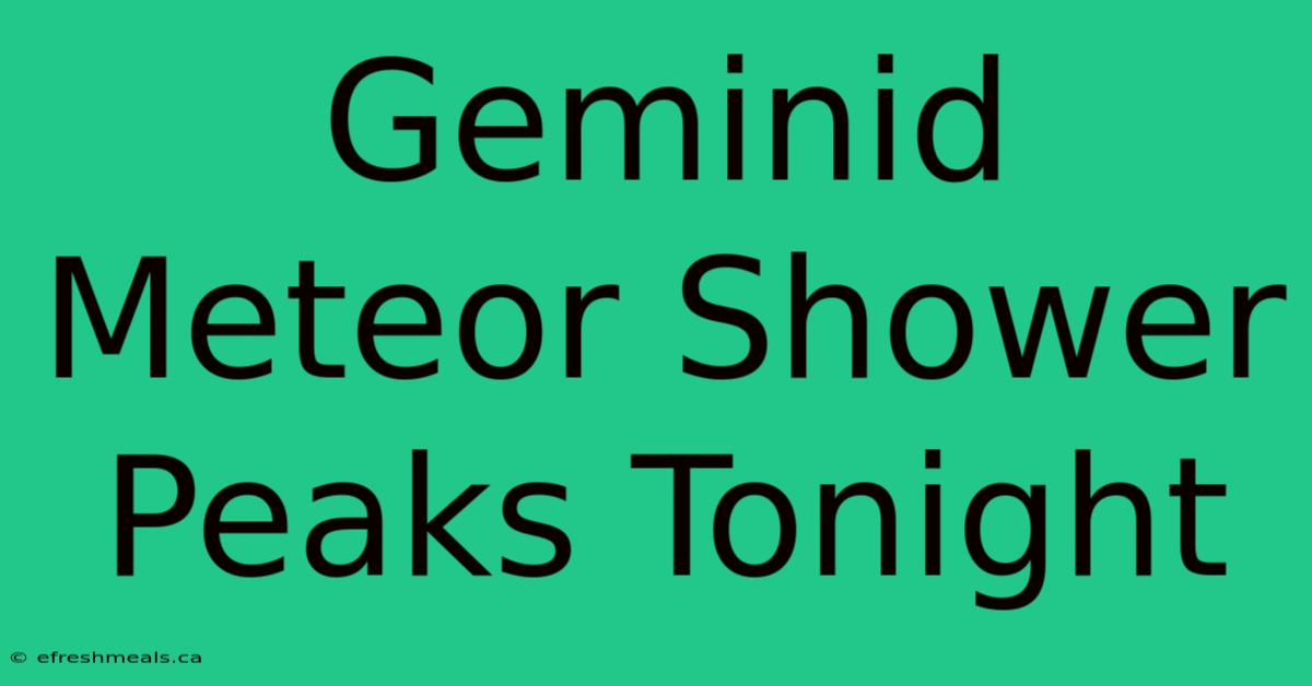 Geminid Meteor Shower Peaks Tonight