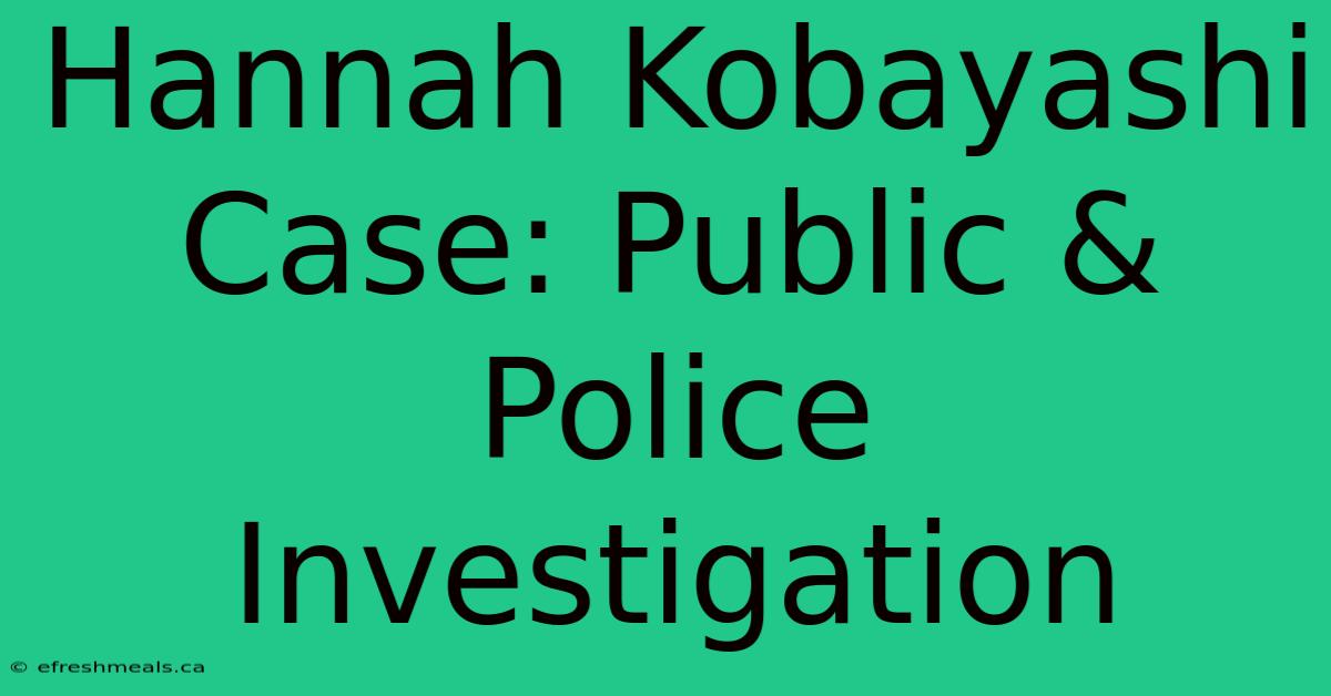 Hannah Kobayashi Case: Public & Police Investigation