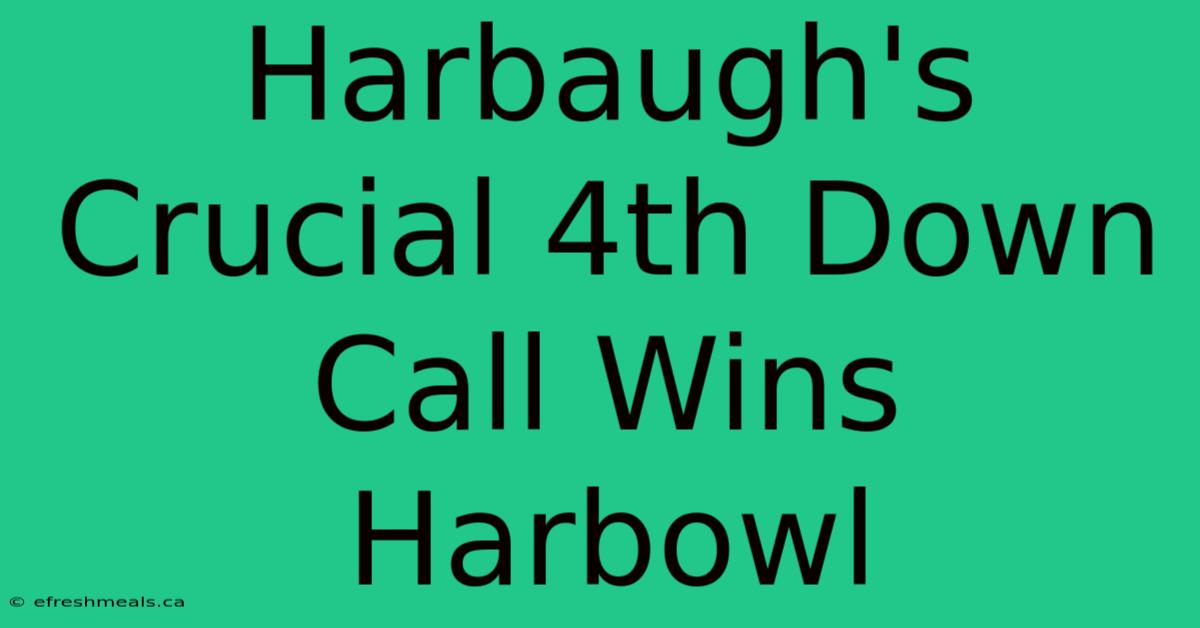 Harbaugh's Crucial 4th Down Call Wins Harbowl