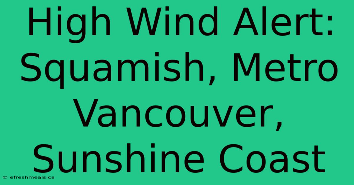 High Wind Alert: Squamish, Metro Vancouver, Sunshine Coast 