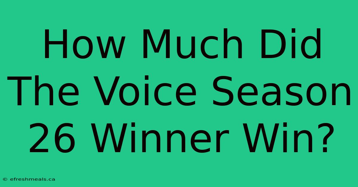 How Much Did The Voice Season 26 Winner Win?