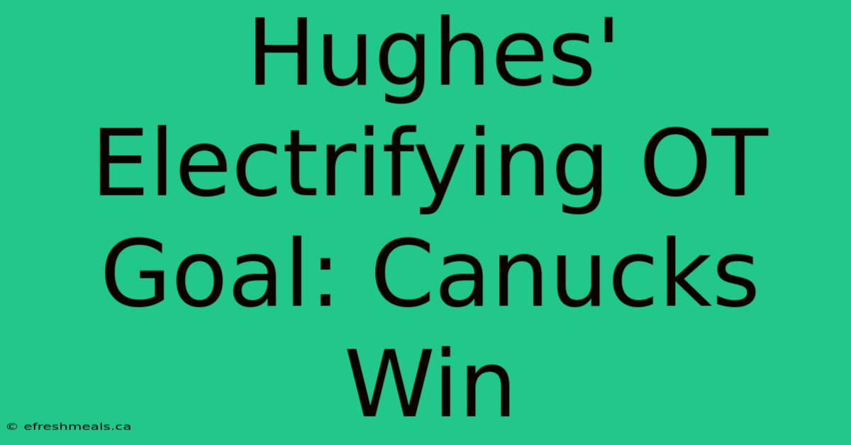 Hughes' Electrifying OT Goal: Canucks Win