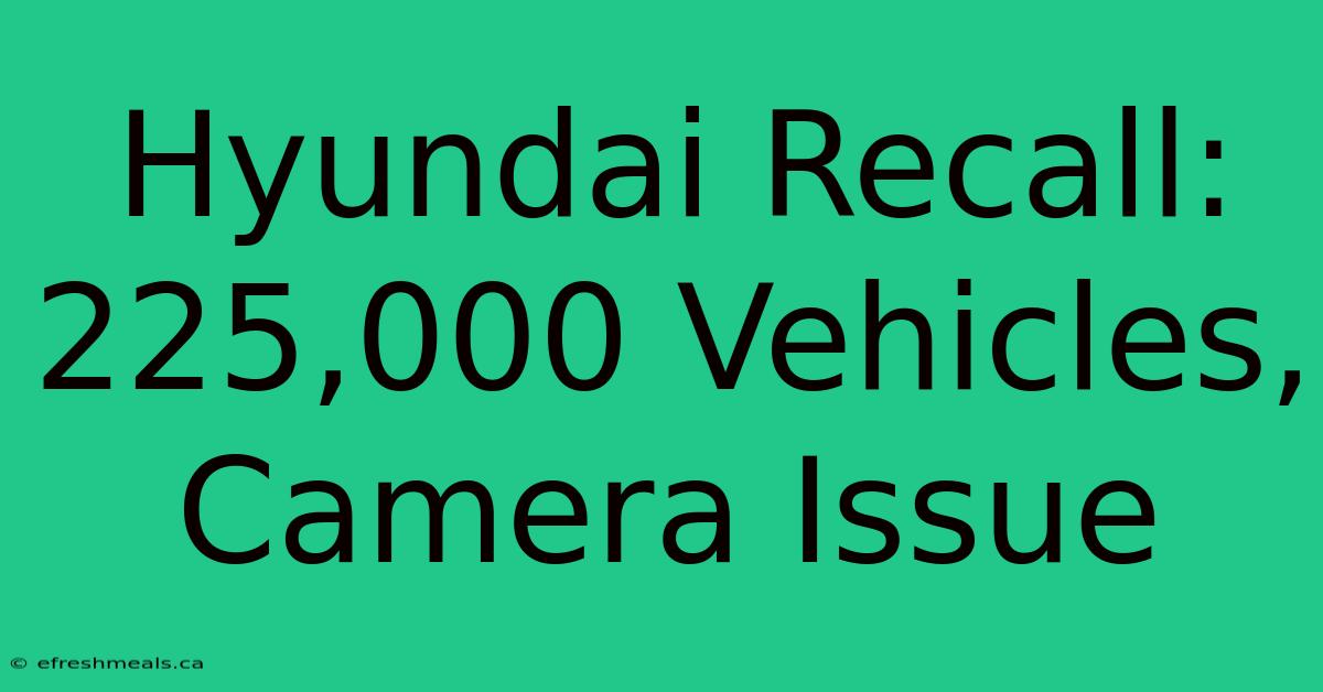 Hyundai Recall: 225,000 Vehicles, Camera Issue