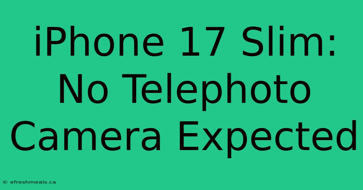 IPhone 17 Slim: No Telephoto Camera Expected