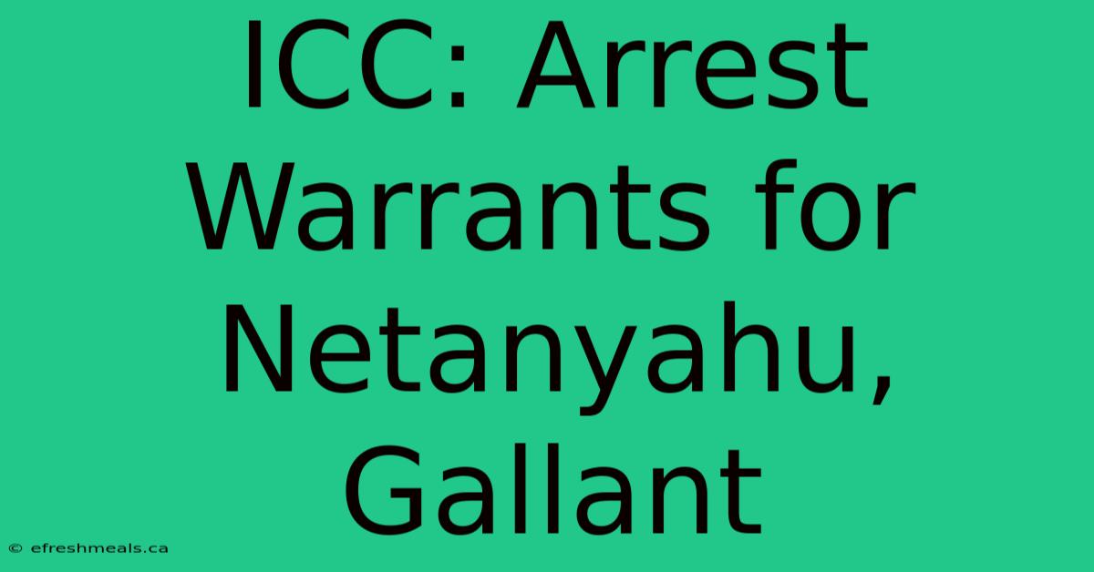 ICC: Arrest Warrants For Netanyahu, Gallant