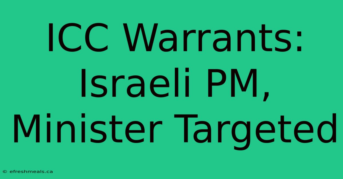 ICC Warrants: Israeli PM, Minister Targeted