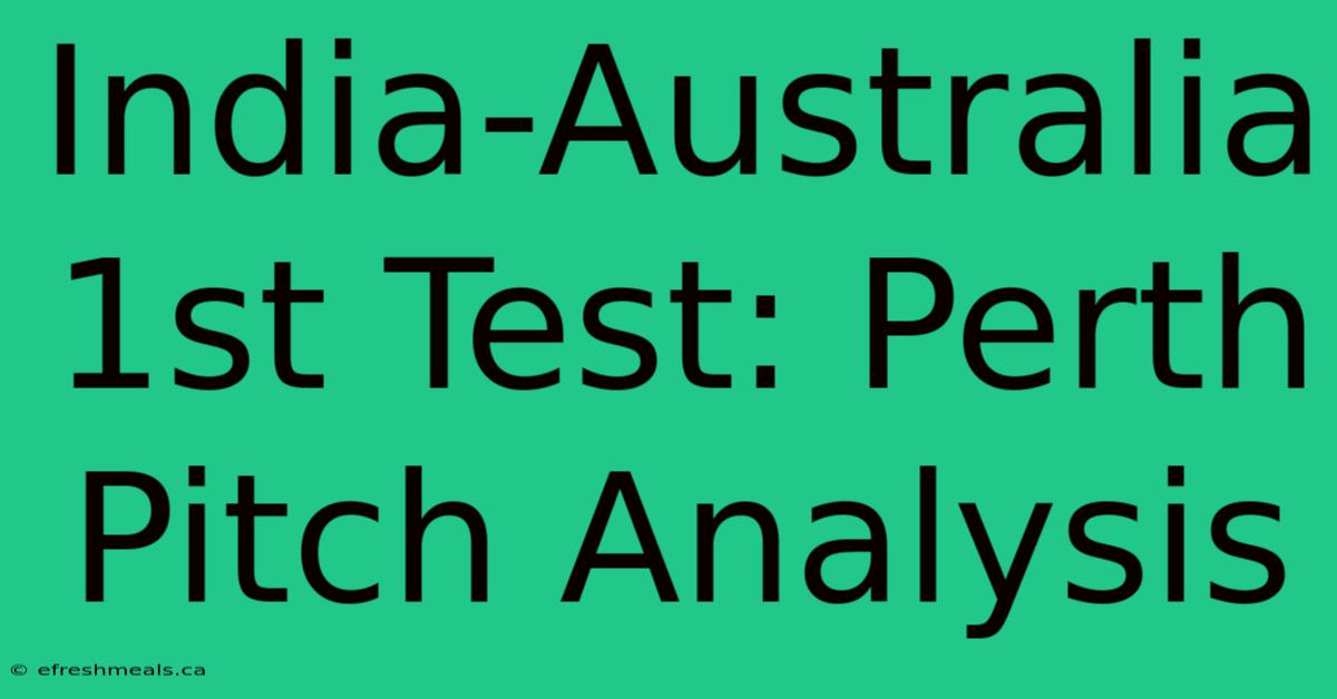 India-Australia 1st Test: Perth Pitch Analysis