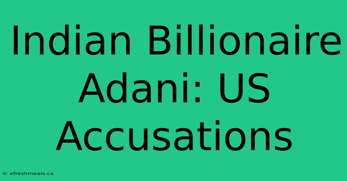 Indian Billionaire Adani: US Accusations