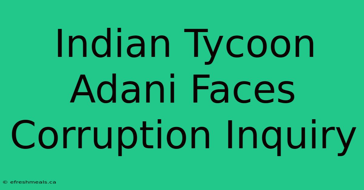 Indian Tycoon Adani Faces Corruption Inquiry