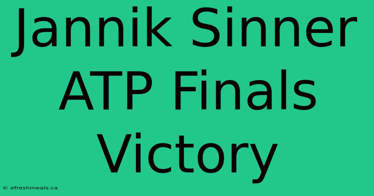 Jannik Sinner ATP Finals Victory