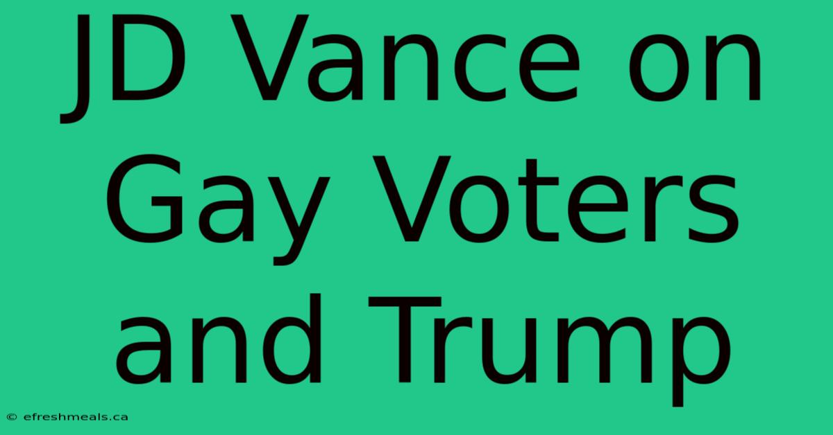 JD Vance On Gay Voters And Trump