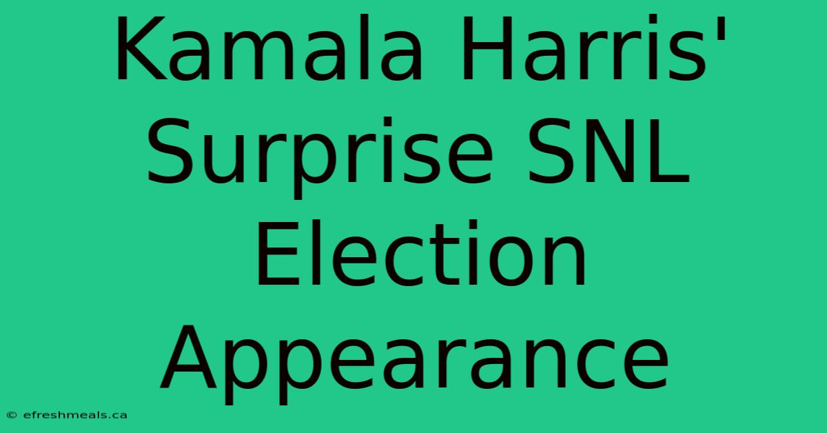 Kamala Harris' Surprise SNL Election Appearance 