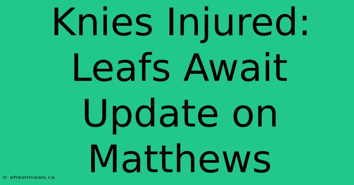 Knies Injured: Leafs Await Update On Matthews