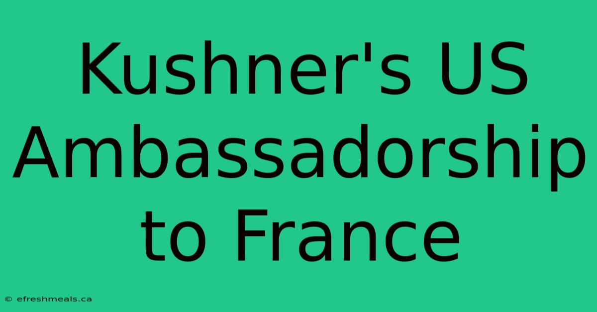 Kushner's US Ambassadorship To France