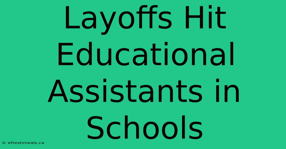 Layoffs Hit Educational Assistants In Schools