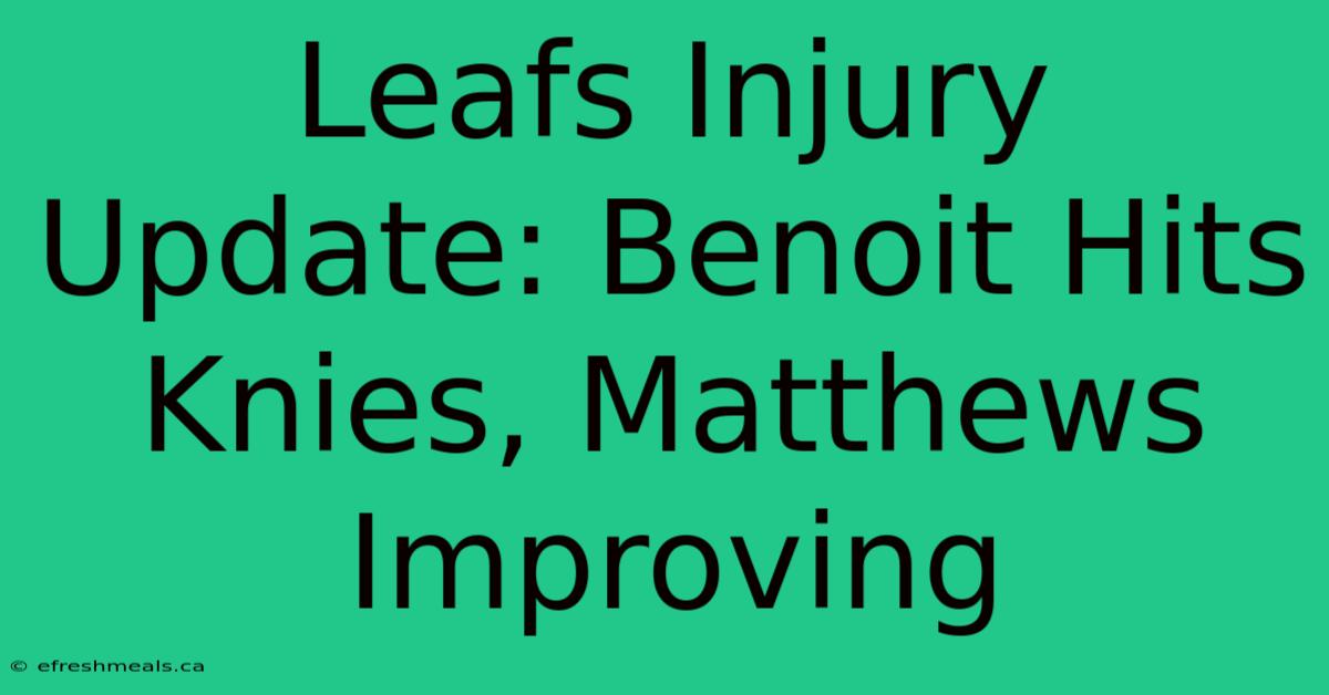 Leafs Injury Update: Benoit Hits Knies, Matthews Improving