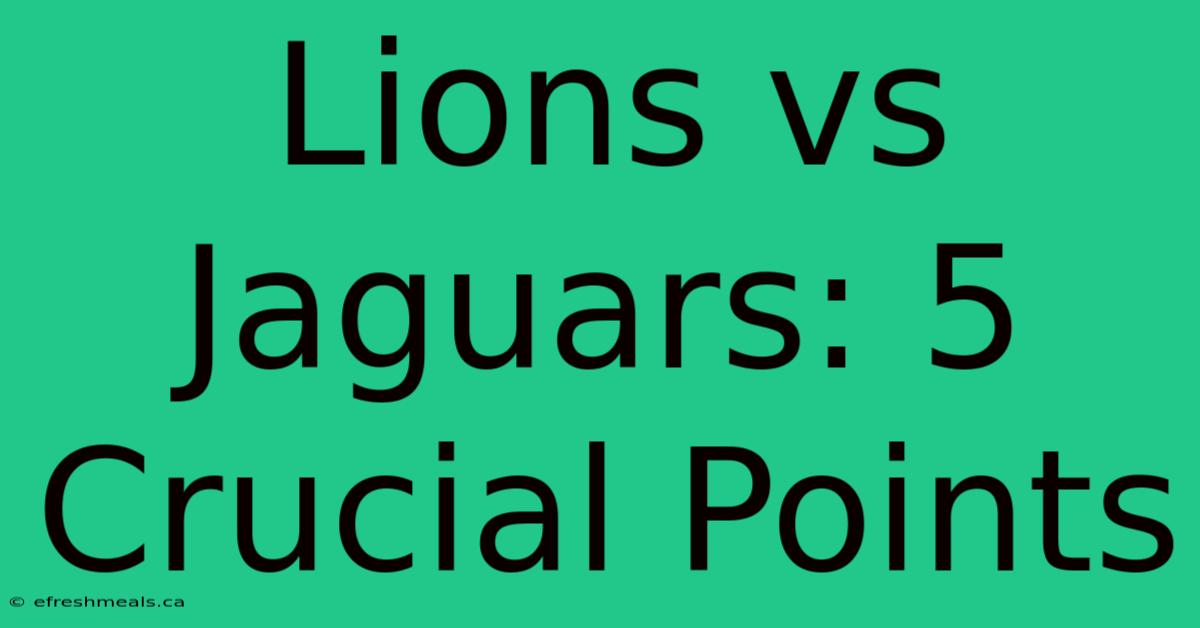 Lions Vs Jaguars: 5 Crucial Points