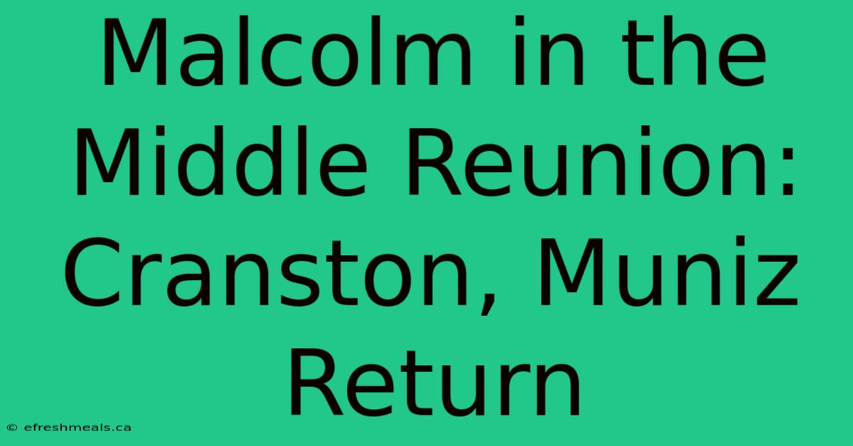 Malcolm In The Middle Reunion: Cranston, Muniz Return