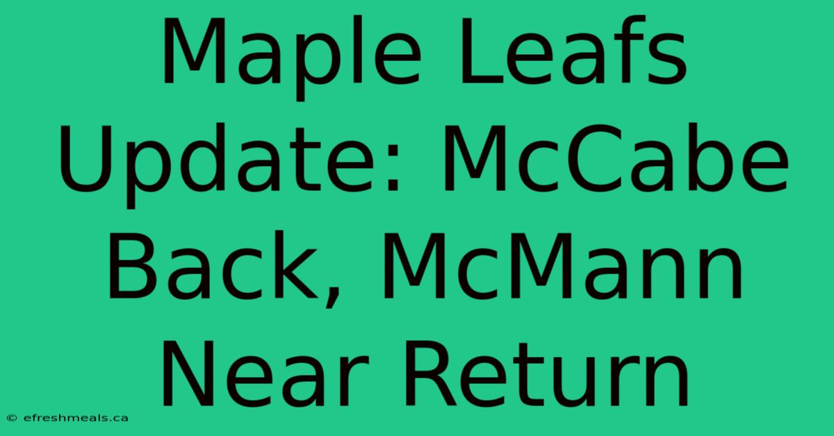 Maple Leafs Update: McCabe Back, McMann Near Return