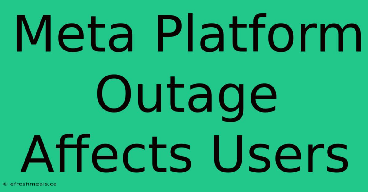 Meta Platform Outage Affects Users