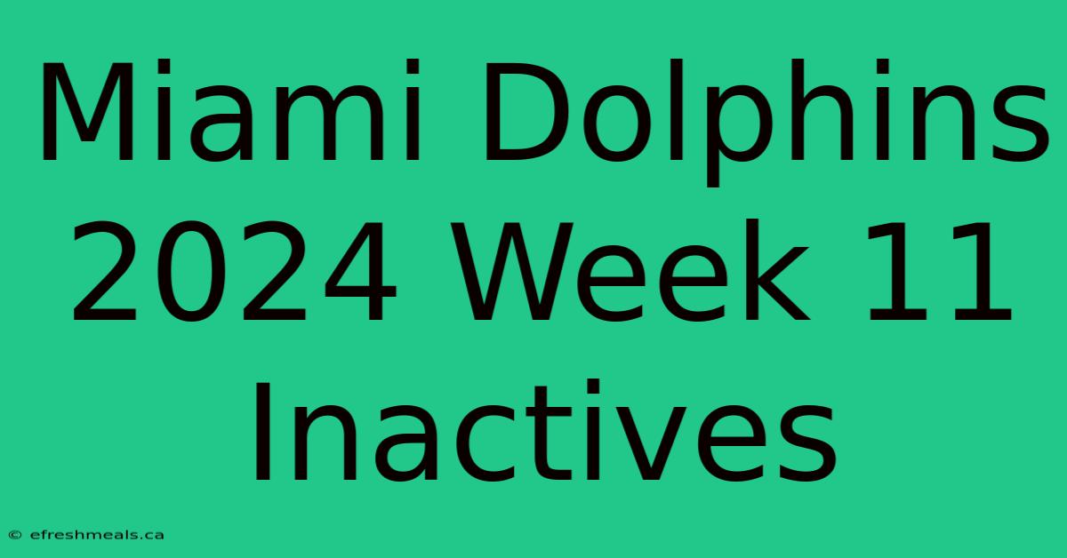 Miami Dolphins 2024 Week 11 Inactives