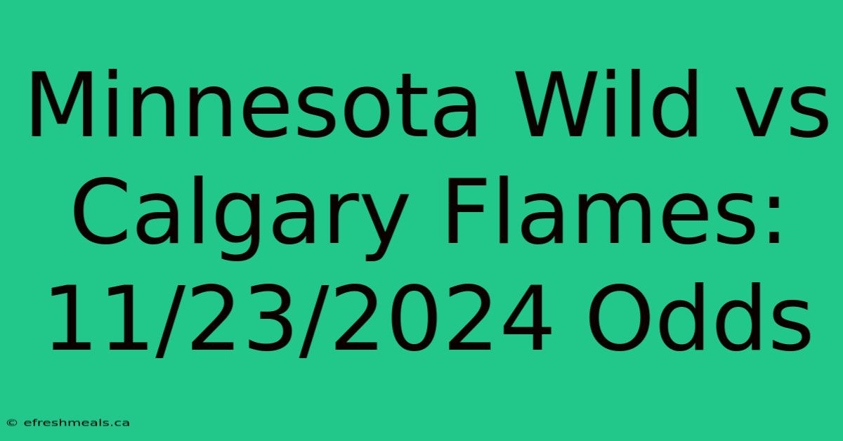 Minnesota Wild Vs Calgary Flames: 11/23/2024 Odds