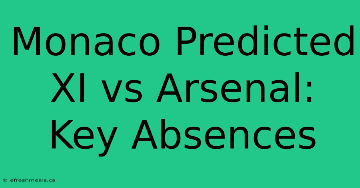 Monaco Predicted XI Vs Arsenal: Key Absences