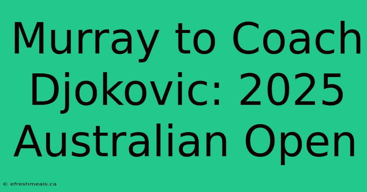 Murray To Coach Djokovic: 2025 Australian Open