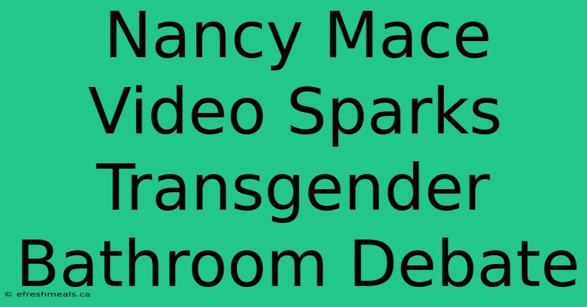 Nancy Mace Video Sparks Transgender Bathroom Debate