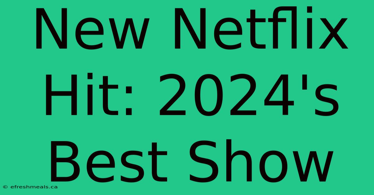 New Netflix Hit: 2024's Best Show