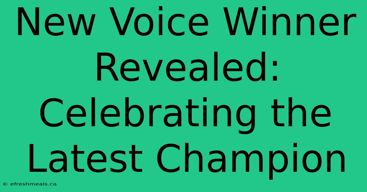 New Voice Winner Revealed: Celebrating The Latest Champion