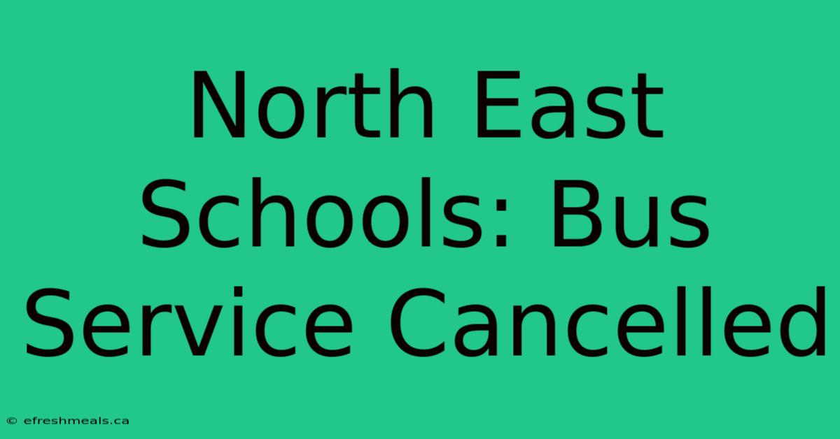 North East Schools: Bus Service Cancelled