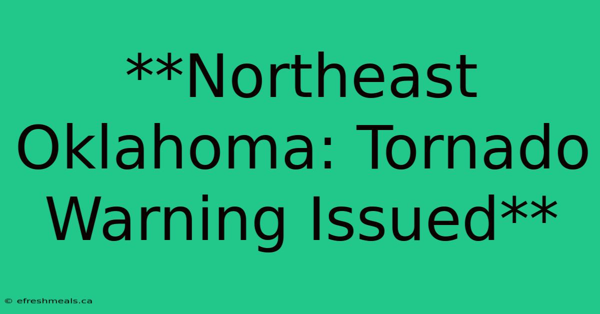 **Northeast Oklahoma: Tornado Warning Issued**