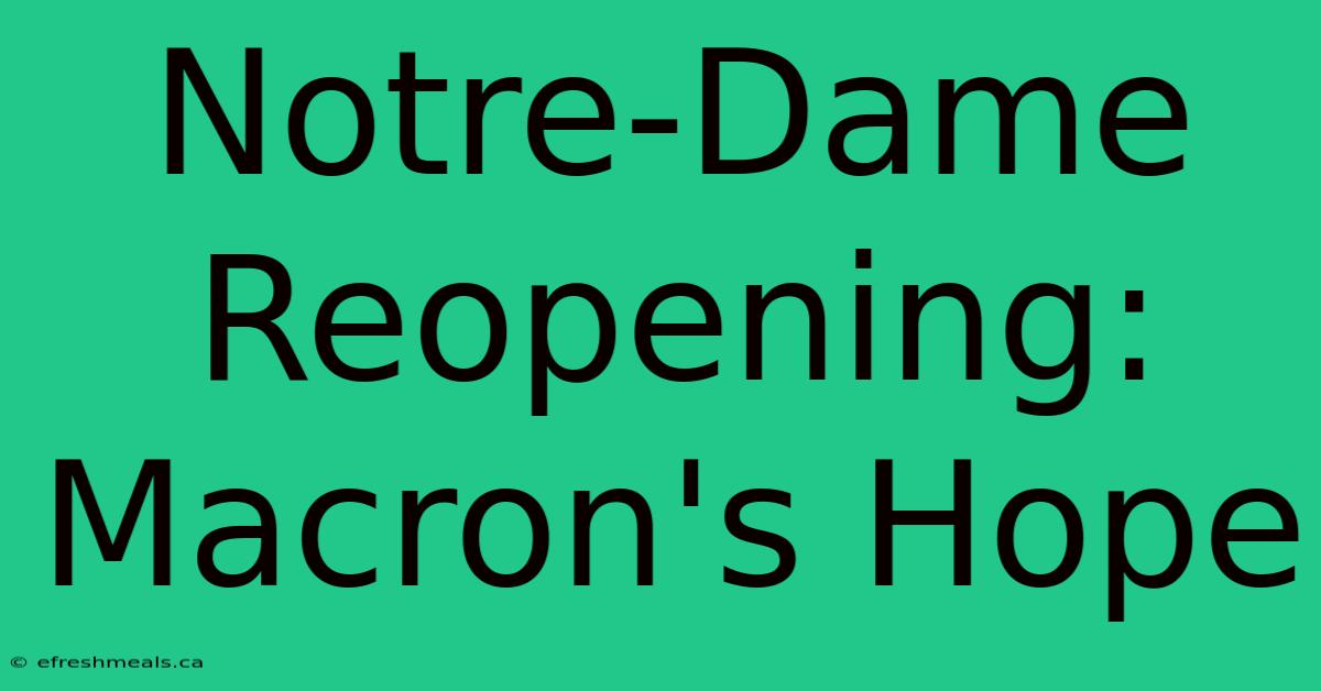 Notre-Dame Reopening: Macron's Hope