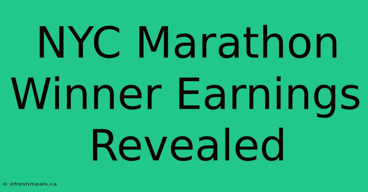 NYC Marathon Winner Earnings Revealed