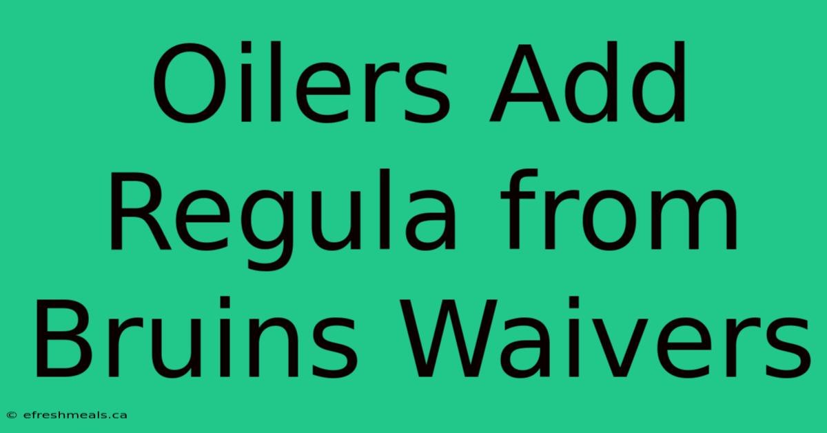 Oilers Add Regula From Bruins Waivers