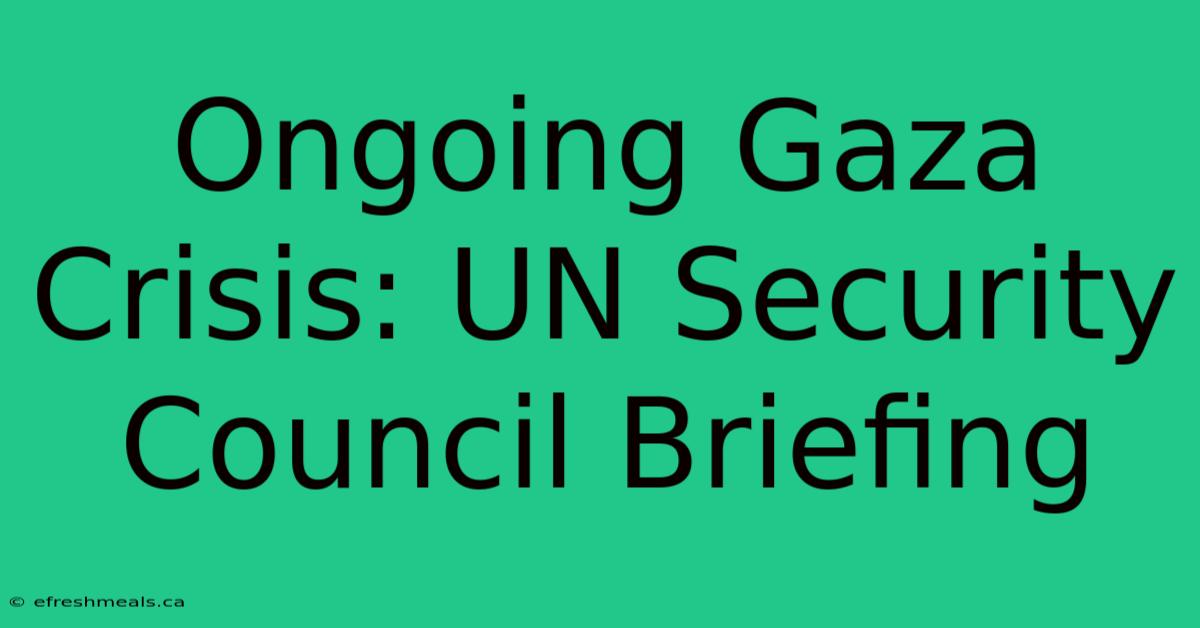 Ongoing Gaza Crisis: UN Security Council Briefing