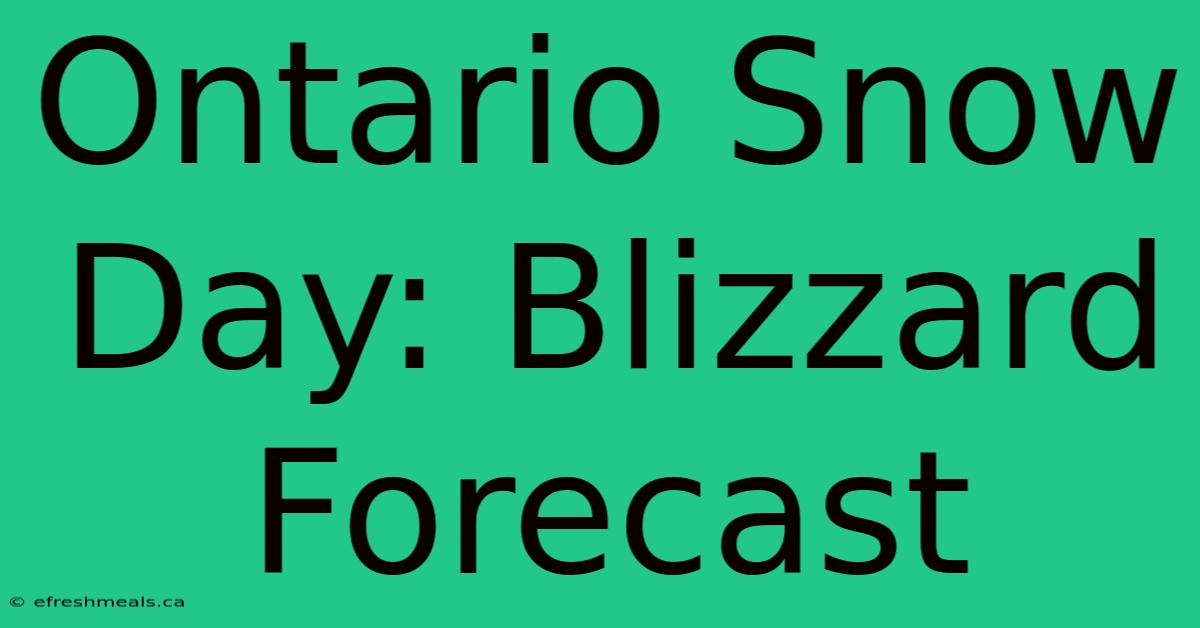 Ontario Snow Day: Blizzard Forecast