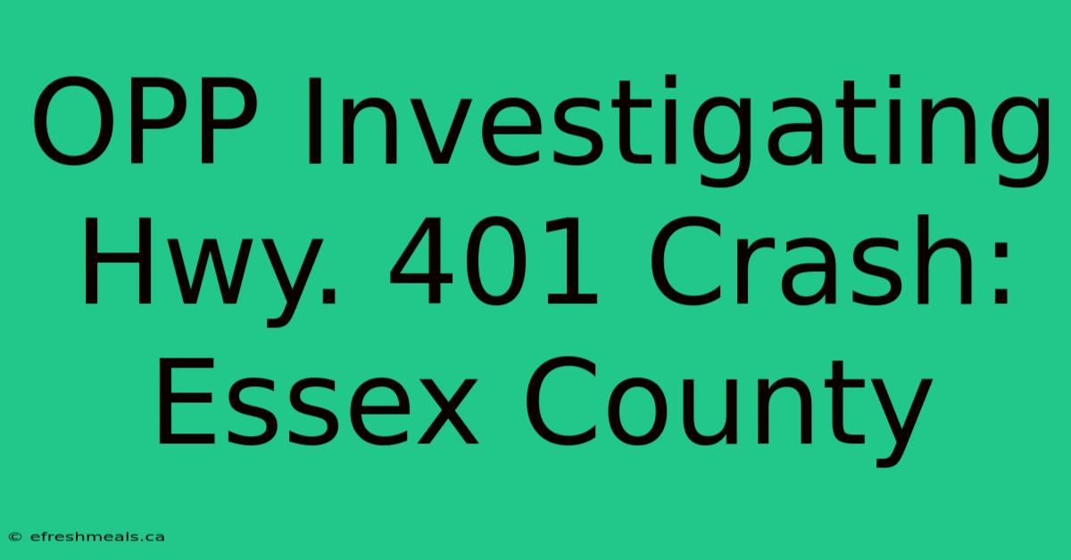 OPP Investigating Hwy. 401 Crash: Essex County 