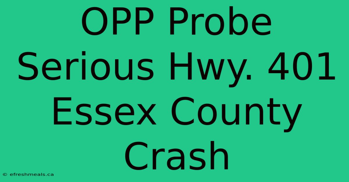 OPP Probe Serious Hwy. 401 Essex County Crash