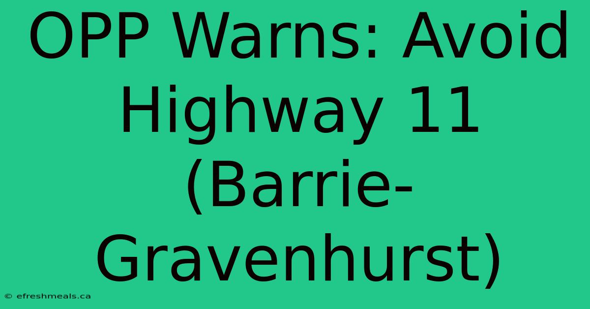 OPP Warns: Avoid Highway 11 (Barrie-Gravenhurst)