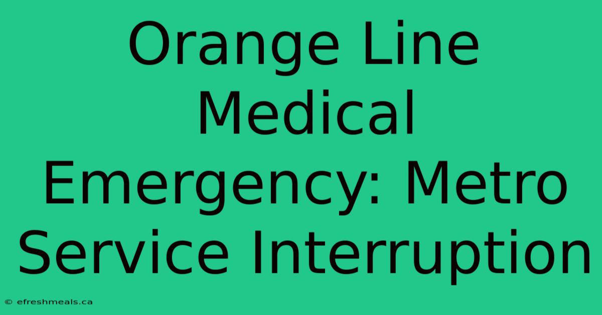 Orange Line Medical Emergency: Metro Service Interruption