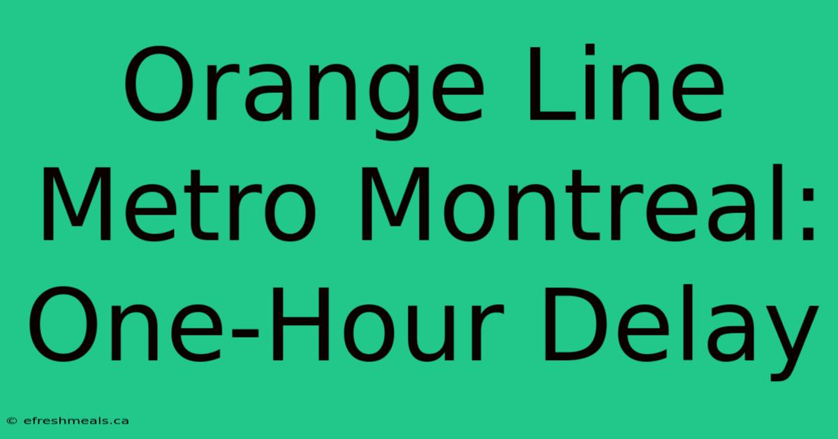 Orange Line Metro Montreal: One-Hour Delay